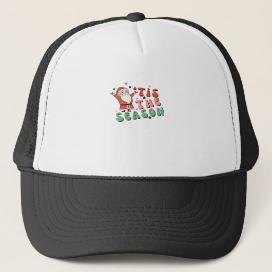 Het Is Het Seizoen Retro Kerstman Trucker Pet (Voorkant)