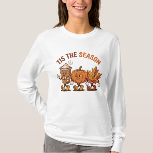 Het Is Het Seizoen Retro Pompoen Koffie Herfstblad T-shirt
