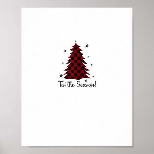 Het Is Het Seizoen Rode Geruite Kerstboom Poster (Voorkant)