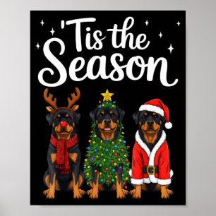 Het Is Het Seizoen Rottweiler Kerstman Santa Rotti Poster