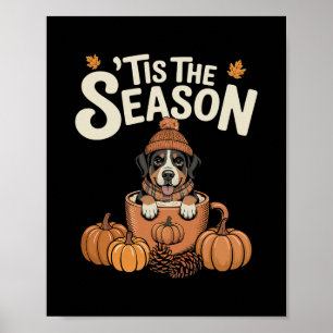 Het Is Het Seizoen Swissy Dog Herfst Koffie Herfst Poster
