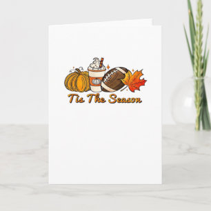 Het Is Het Seizoen Thanksgiving Blad Kruiden Voetb Kaart