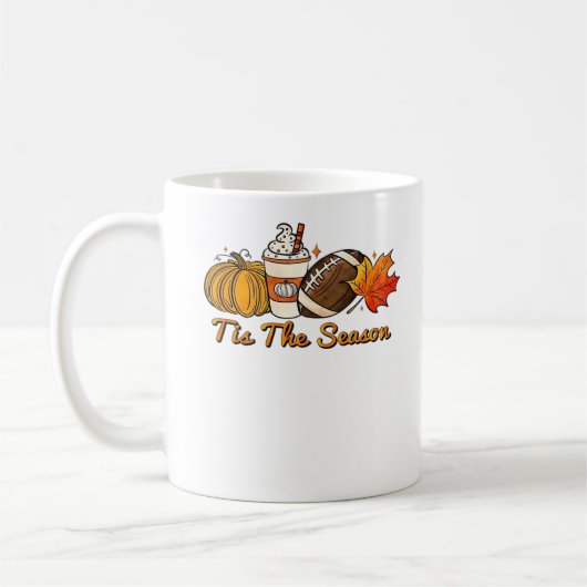 Het Is Het Seizoen Thanksgiving Blad Kruiden Voetb Koffiemok (Links)