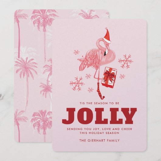 Het is het Seizoen Tropische Flamingo Kerstmis Feestdagenkaart (Voorkant / Achterkant)