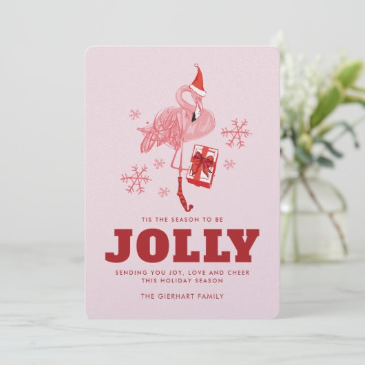 Het is het Seizoen Tropische Flamingo Kerstmis Feestdagenkaart (Staand voorkant)