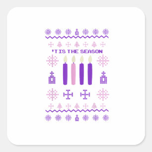 Het Is Het Seizoen Trui Kerstmis Xmas Katholiek Vierkante Sticker