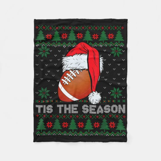 Het Is Het Seizoen Voetbal Grappig Kerstmis Santa Fleece Deken (Voorkant)