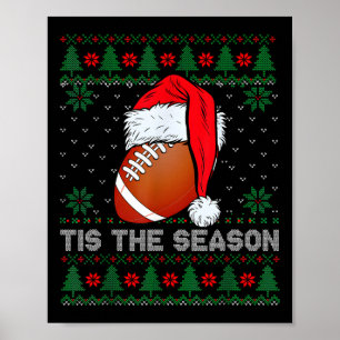 Het Is Het Seizoen Voetbal Grappige Kerstman Hoed Poster