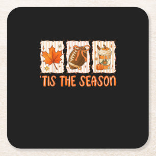 Het Is Het Seizoen Voetbal Halloween Thanksgiving Kartonnen Onderzetters