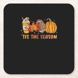 Het Is Het Seizoen Voetbal Herfst Thanksgiving Voe Kartonnen Onderzetters