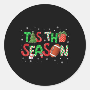 Het Is Het Seizoen Voetbal Kerstboom Koffie Pretti Ronde Sticker