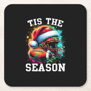 Het Is Het Seizoen Voetbal Moeder Kerstman Hoed Kartonnen Onderzetters