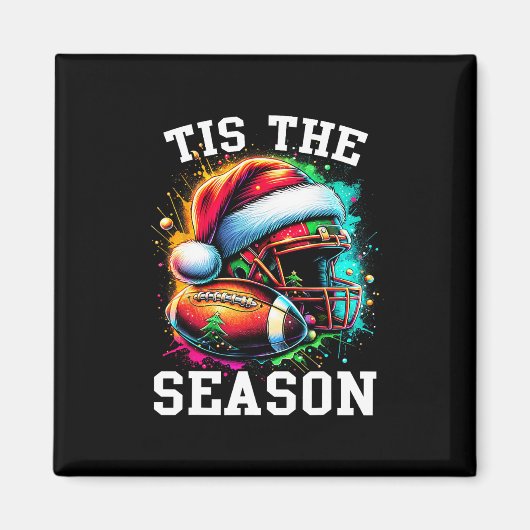 Het Is Het Seizoen Voetbal Moeder Kerstman Hoed Magneet (Voorkant)