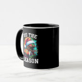 Het Is Het Seizoen Voetbal Moeder Kerstman Hoed Mok (Voorkant links)