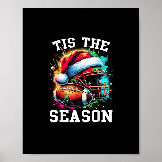 Het Is Het Seizoen Voetbal Moeder Kerstman Hoed Poster (Voorkant)