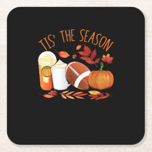 Het Is Het Seizoen Voetbal Pompoen Thanksgiving At Kartonnen Onderzetters