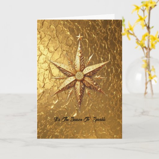 Het is het seizoen voor sprankelingen, gouden ster kaart (Gele Bloem)