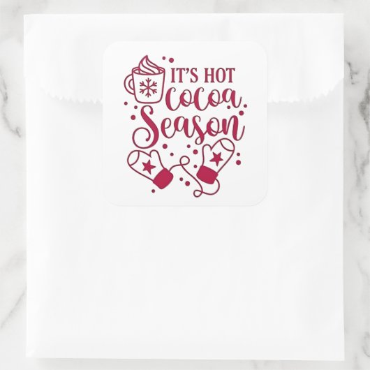 Het is het seizoen voor warme chocolademelk Cacaok Vierkante Sticker (Tas)