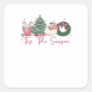 Het Is Het Seizoen Vrolijk Kerstmis Schattig Xmas Vierkante Sticker