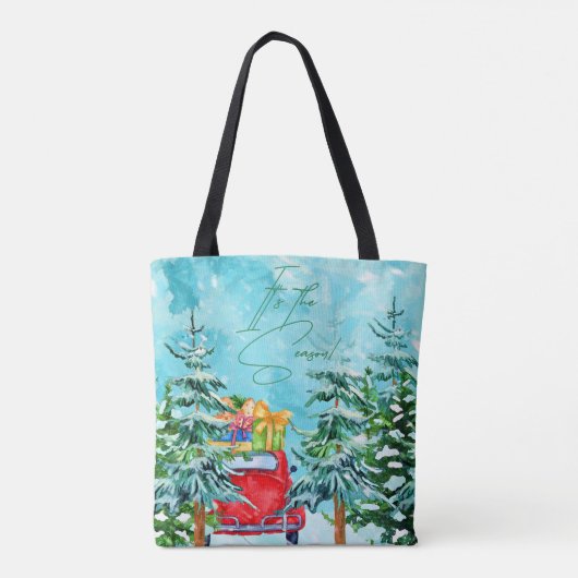 Het is het seizoen! Waterverf Canvas tas (Achterkant)