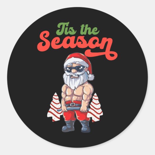Het Is Het Seizoen Workout Kerstboom Taarten Debbi Ronde Sticker (Voorkant)
