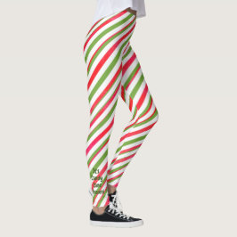 "Het is het snoeprietseizoen" Groene en Rode strep Leggings