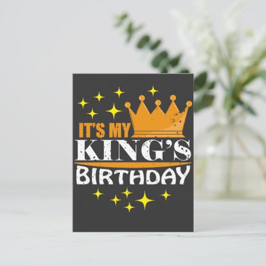 Het is het verjaardagsfeestcadeau van mijn koning briefkaart (Staand voorkant)