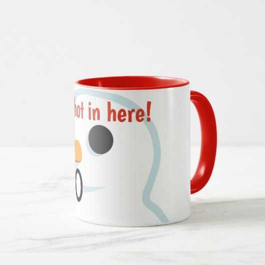 "Het is hier heet!" Grappige schattige sneeuwman h Mok (Voorkant rechts)