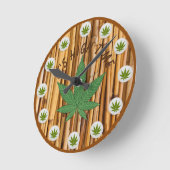 Het is High Time Weed Leaf Natural Bamboo Custom Ronde Klok (Hoek)