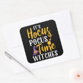 Het is Hocus Pocus Time Witches Happy Halloween Vierkante Sticker (Envelop)