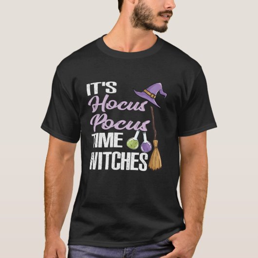 Het is Hocus Pocus Time Witches Shirt Funny Hallow (Voorkant)