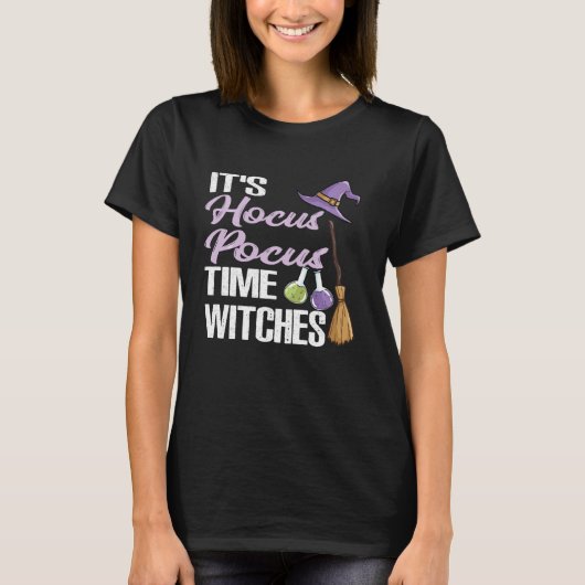 Het is Hocus Pocus Time Witches Shirt Funny Hallow (Voorkant)