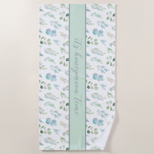 Het is Honeymoon Time Waterverf Leaf Beach Towel Strandlaken (Voorkant)