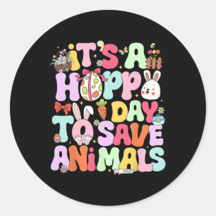 Het is Hoppy Day om dieren te redden Eieren Schatt Ronde Sticker