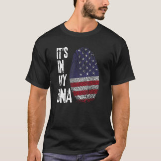 Het is in de Amerikaanse vlag van mijn dna. T-shirt