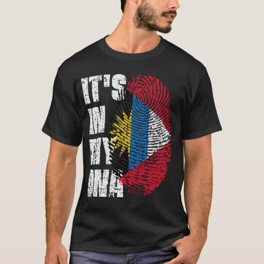 HET IS IN MIJN DNA Antigua en Barbuda vlag T-shirt (Voorkant)