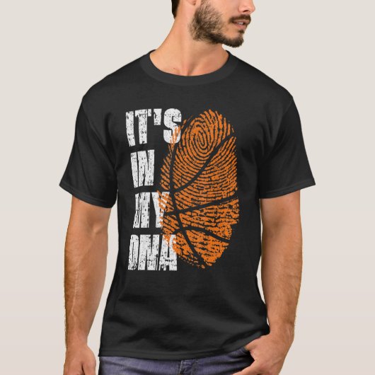 Het is in mijn dna Basketball Ball Fingerprint Bas T-shirt (Voorkant)