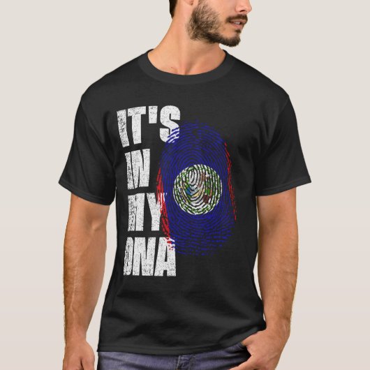 HET IS IN MIJN DNA Belize Vlag T-shirt (Voorkant)