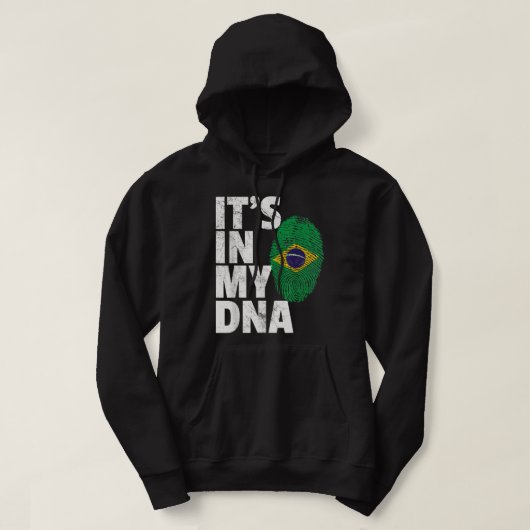 Het is in mijn DNA Braziliaanse Mannen met de vlag Hoodie (Design voorkant)