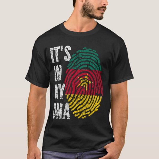 HET IS IN MIJN DNA Cameroon Flag Mannen Vrouwen Ki T-shirt (Voorkant)