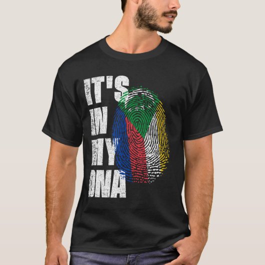 HET IS IN MIJN DNA-Comoren Vlag T-shirt (Voorkant)
