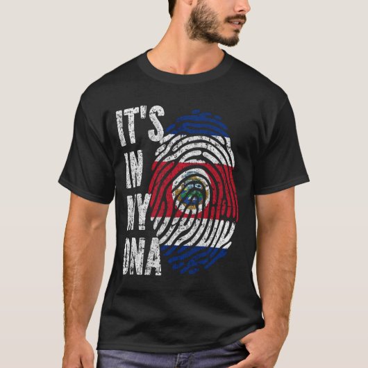 HET IS IN MIJN DNA Costa Rica Vlag Mannen Kinderen T-shirt (Voorkant)