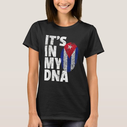 Het is in mijn DNA Cuba vlag Cubaanse Mannen vrouw T-shirt (Voorkant)