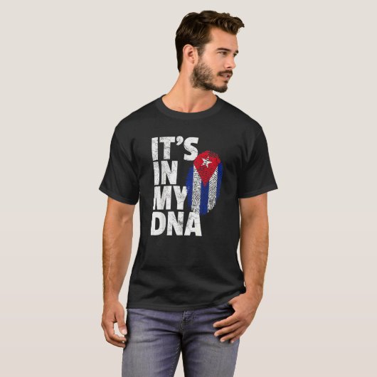 Het is in mijn DNA Cuba vlag Cubaanse Mannen vrouw T-shirt (Voorkant volledig)