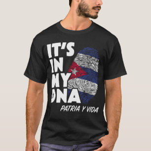 HET IS IN MIJN DNA Cuba Vlag Cubaanse Vingerafdruk T-shirt