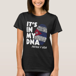 HET IS IN MIJN DNA Cuba Vlag Cubaanse Vingerafdruk T-shirt