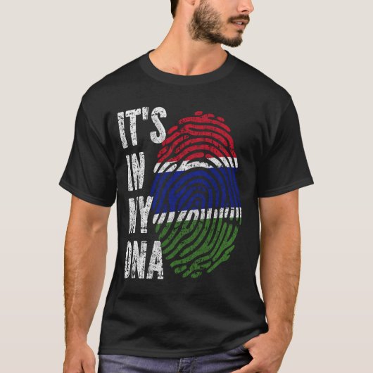 HET IS IN MIJN DNA De Gambia vlag Mannen Kinderen T-shirt (Voorkant)