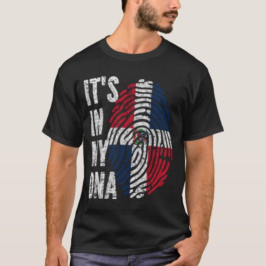 HET IS IN MIJN DNA Dominicaanse Republiek Vlag Man T-shirt (Voorkant)