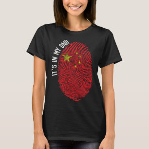 Het is in mijn DNA een China vlag vingerafdruk T-shirt