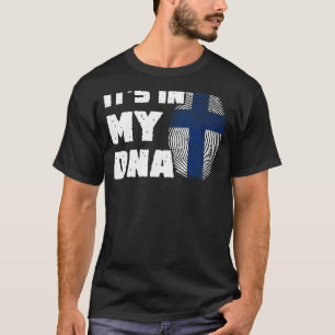 Het is in mijn DNA Finland Vlag Vingerprint Mannen T-shirt